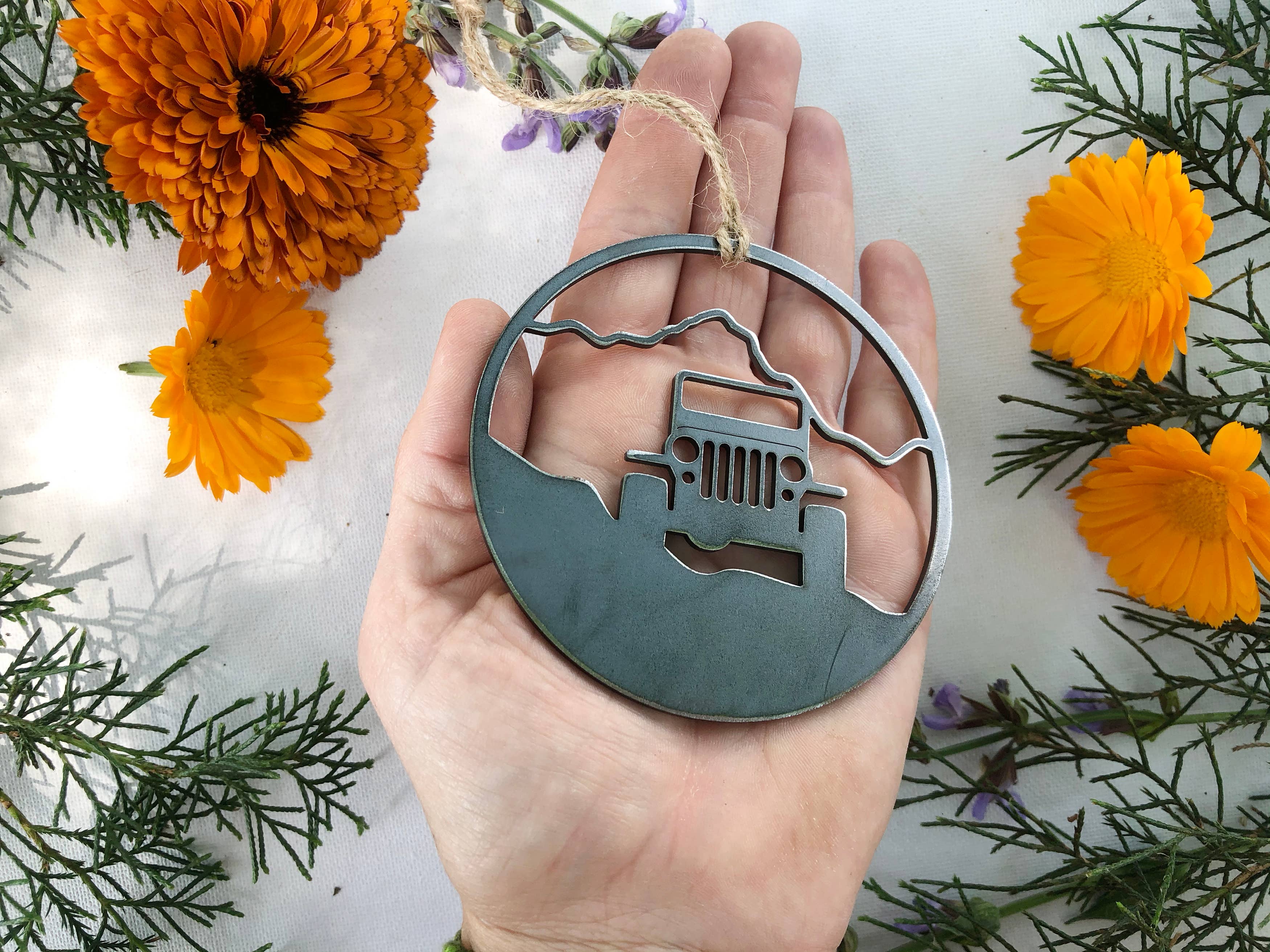 4x4 Mountain Off Road Adventure Raw Steel Metal Ornament