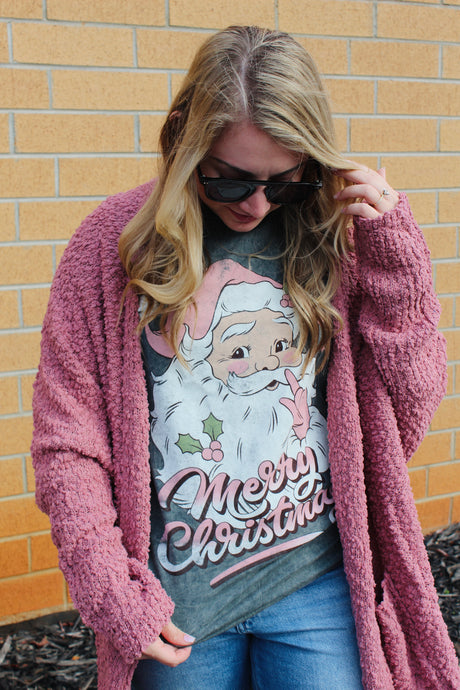 Pink Santa Graphic Tee