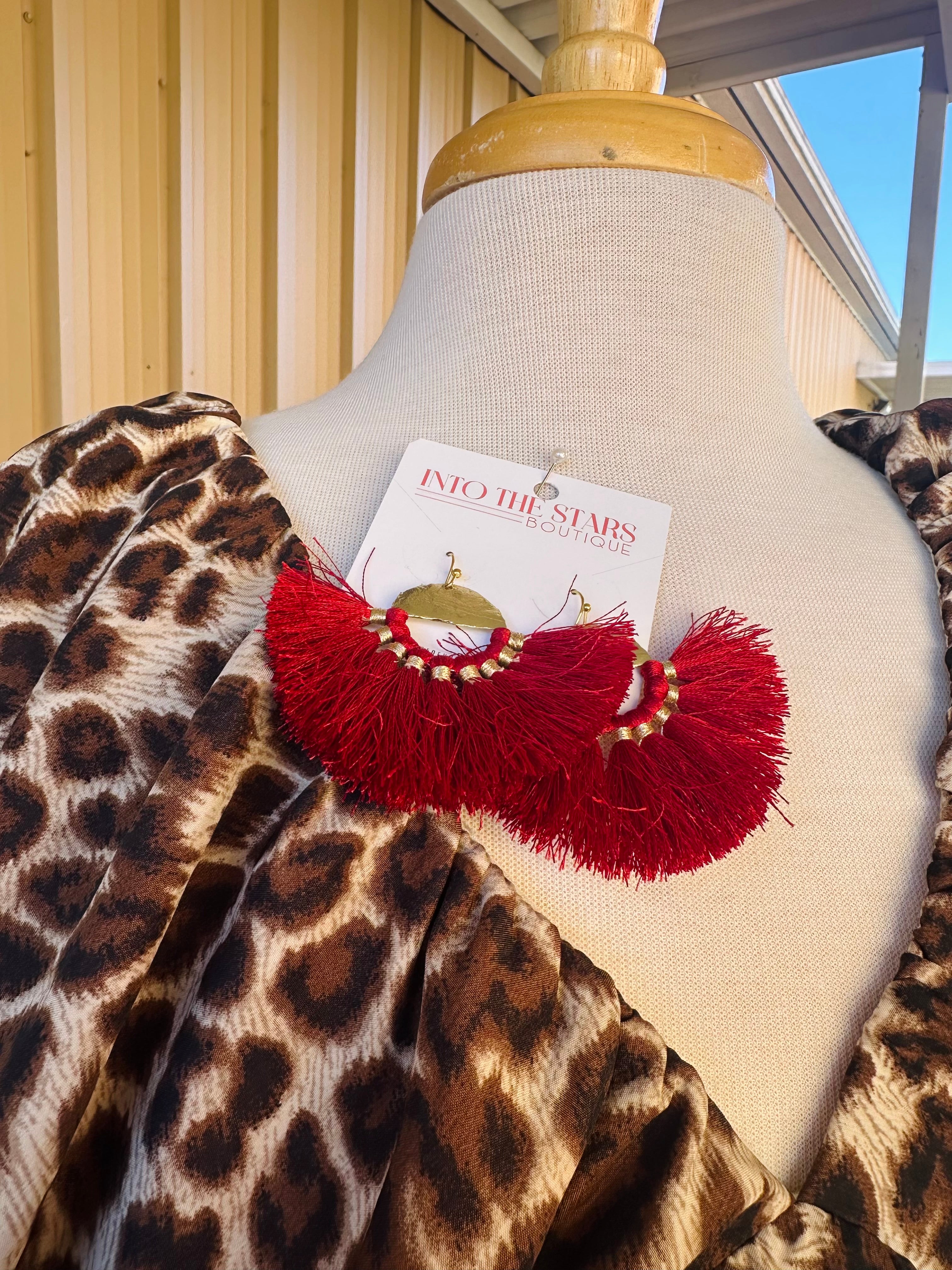 Wine Fringe Earrings