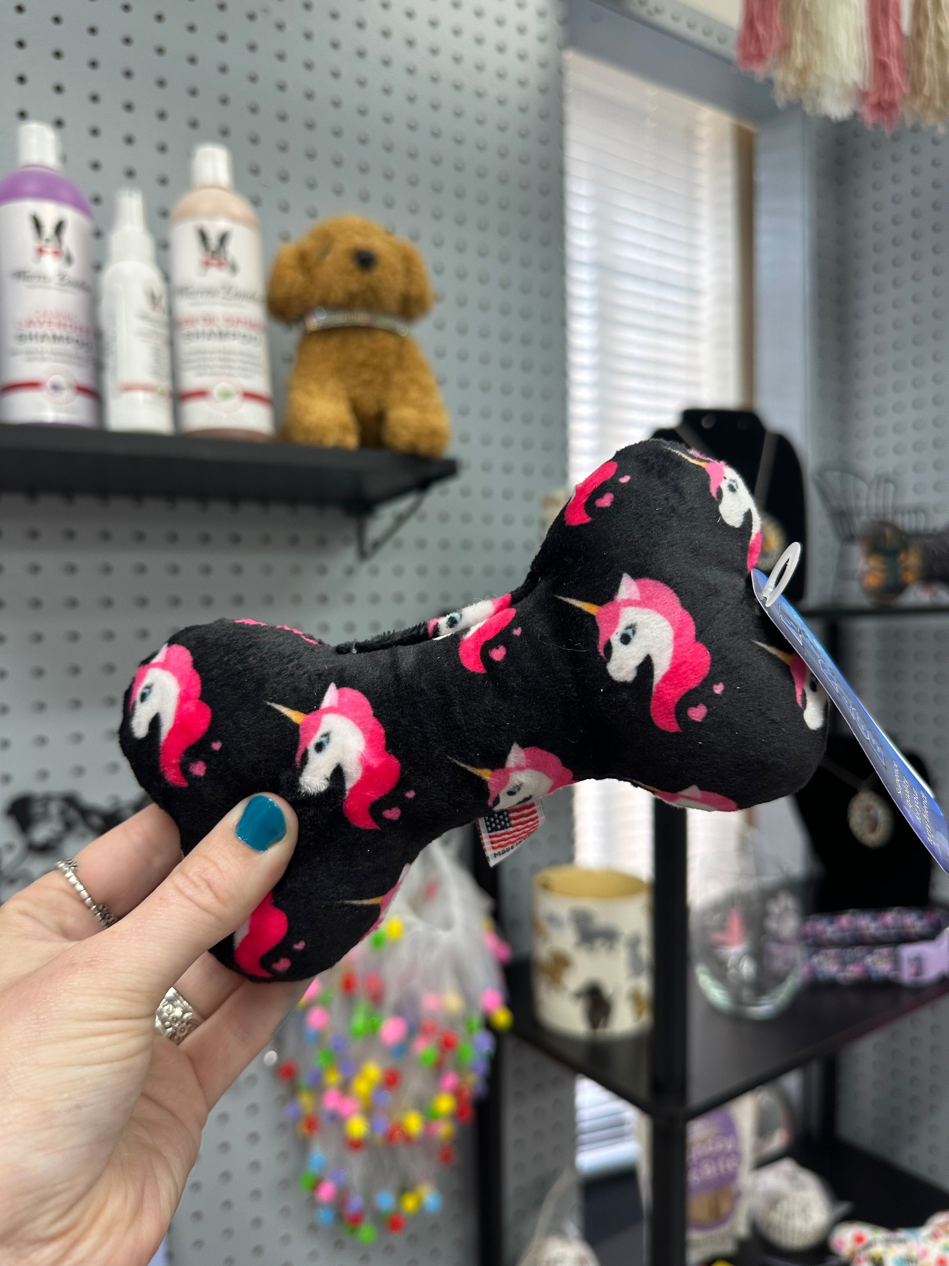 Pretty Pink Unicorns Bone Dog Toy
