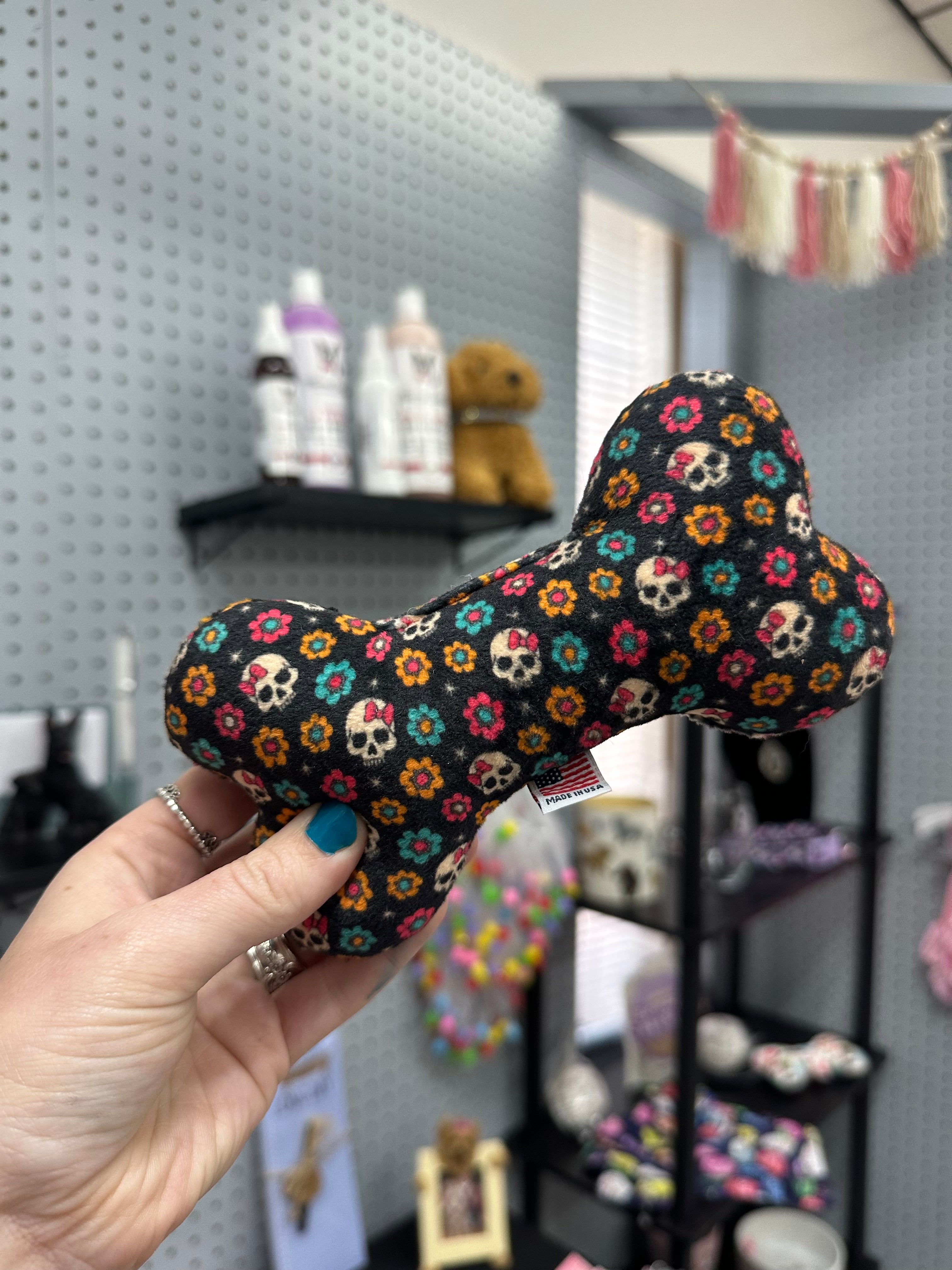 Sugar Skull Bone Dog Toy
