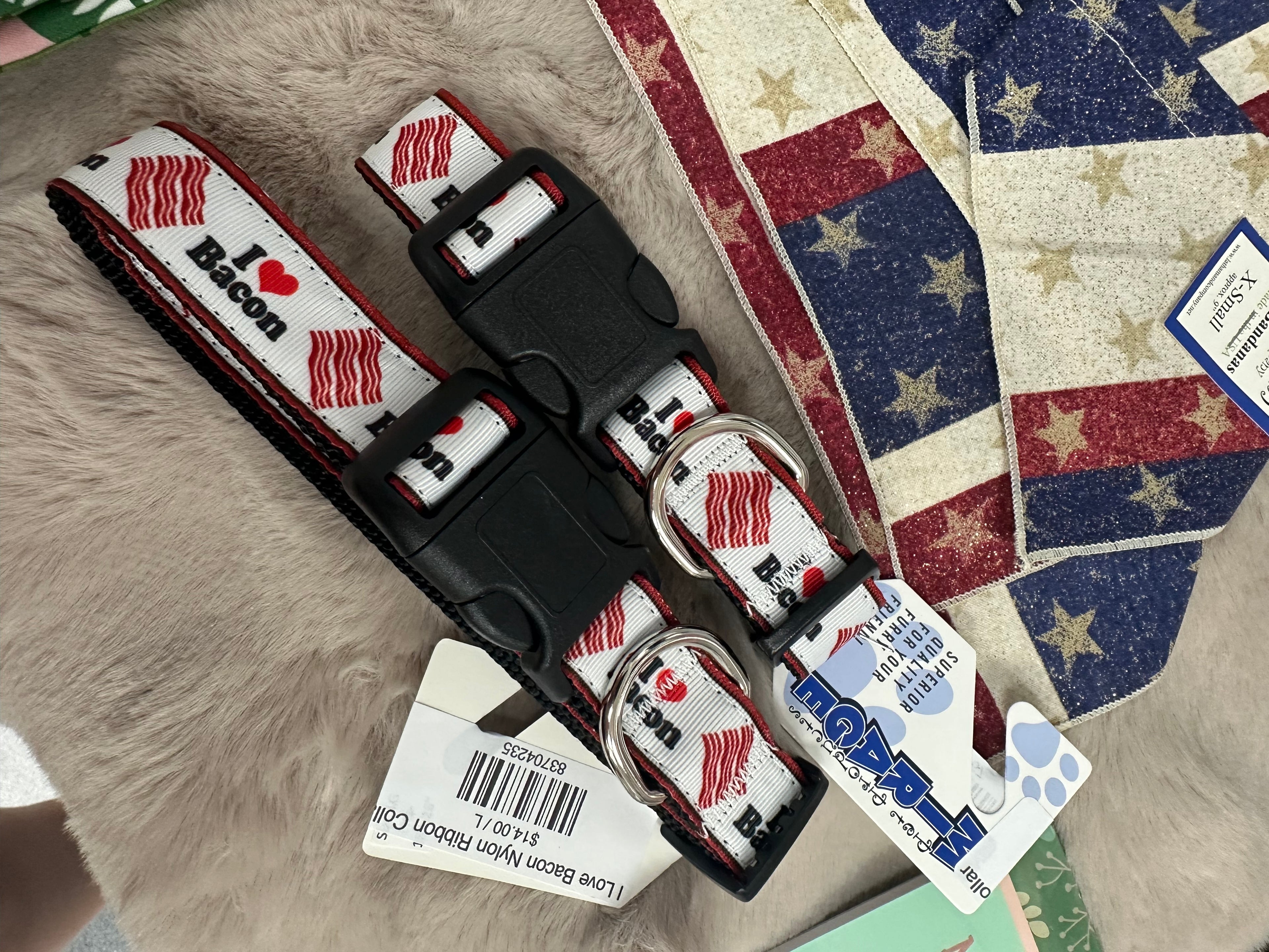 I Love Bacon Nylon Ribbon Collar