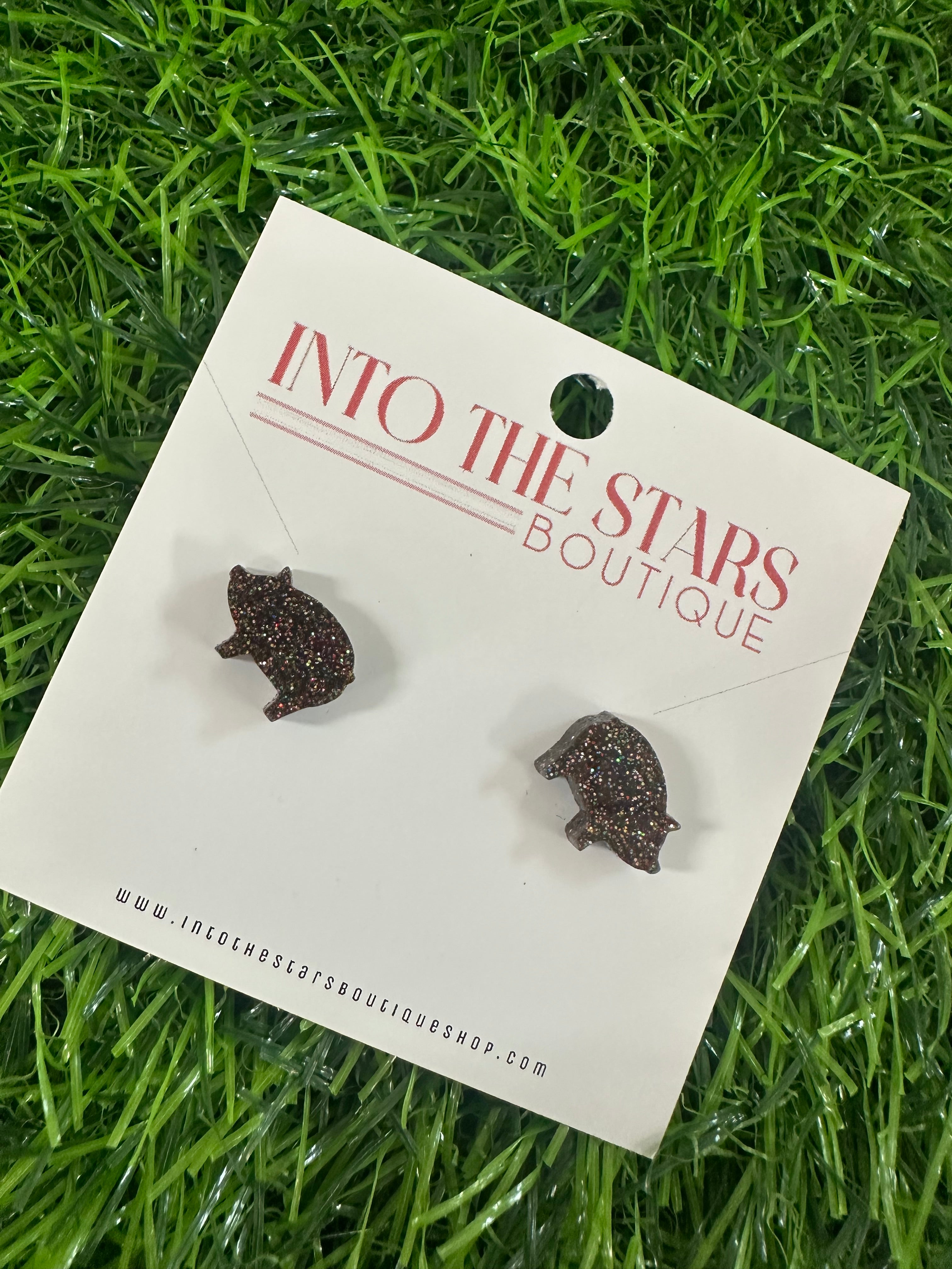Glitter Pig Stud Earrings