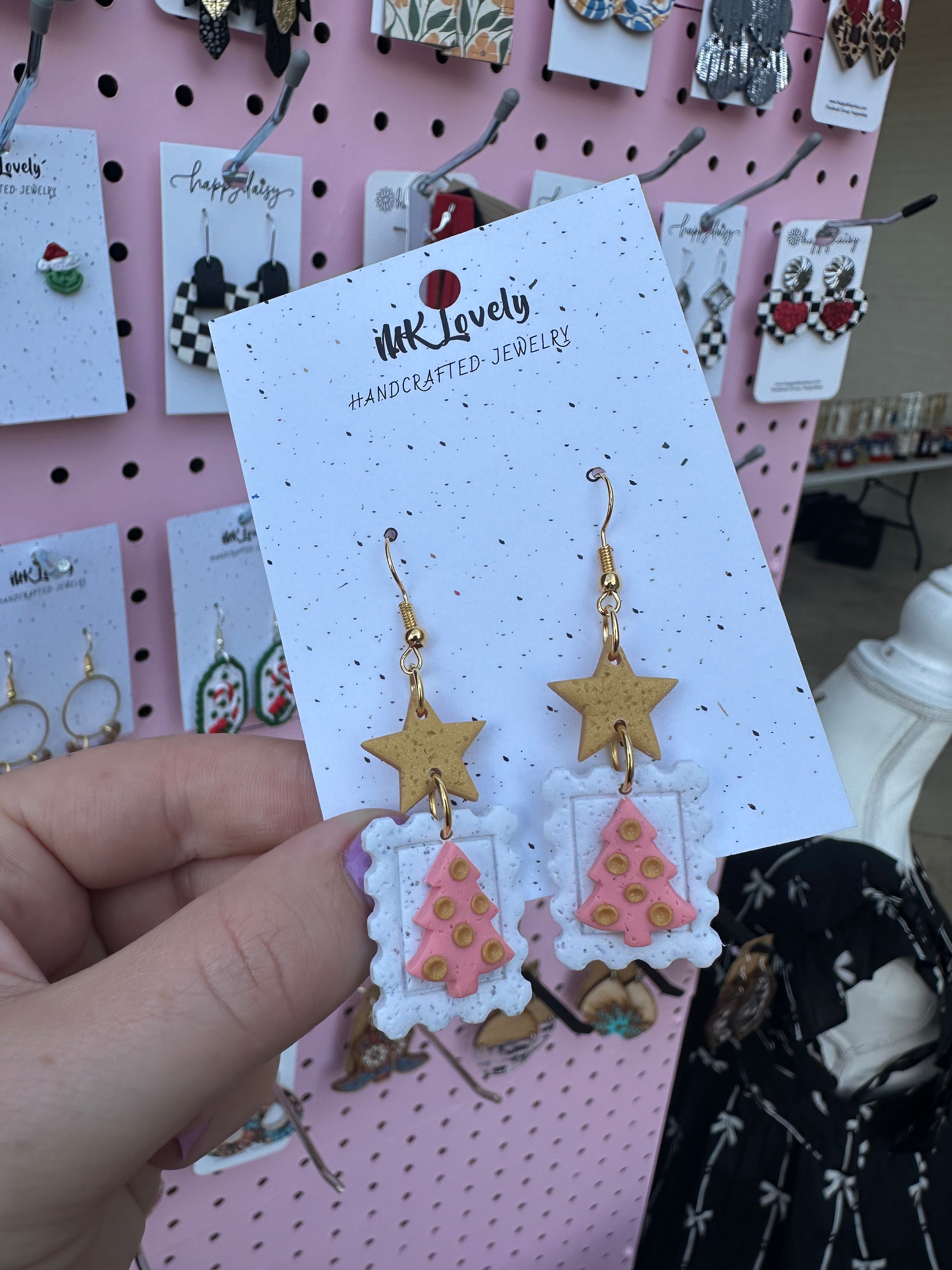 Pretty Pink Stamp Earrings