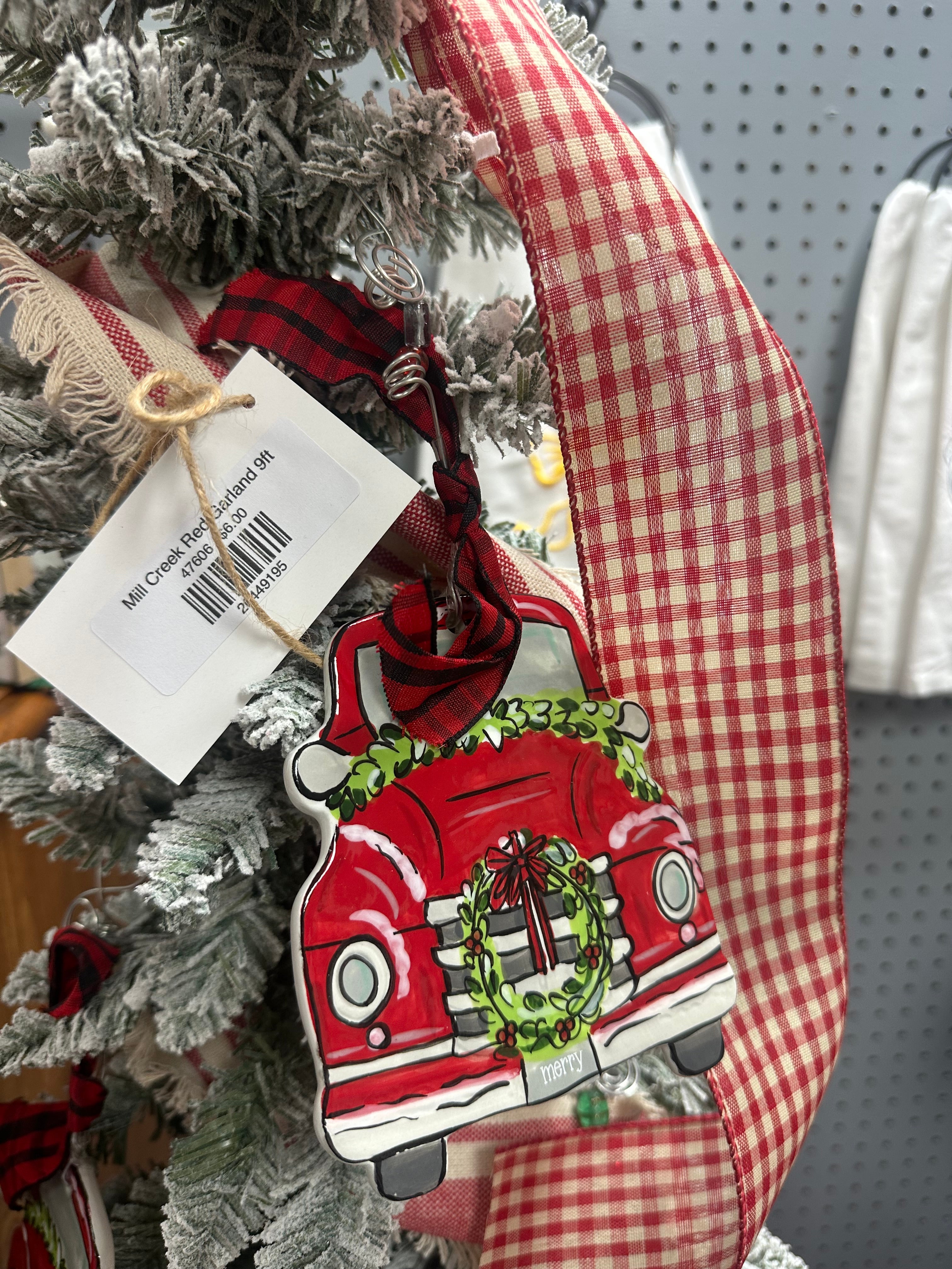 Merry Red Truck Flat Ornament