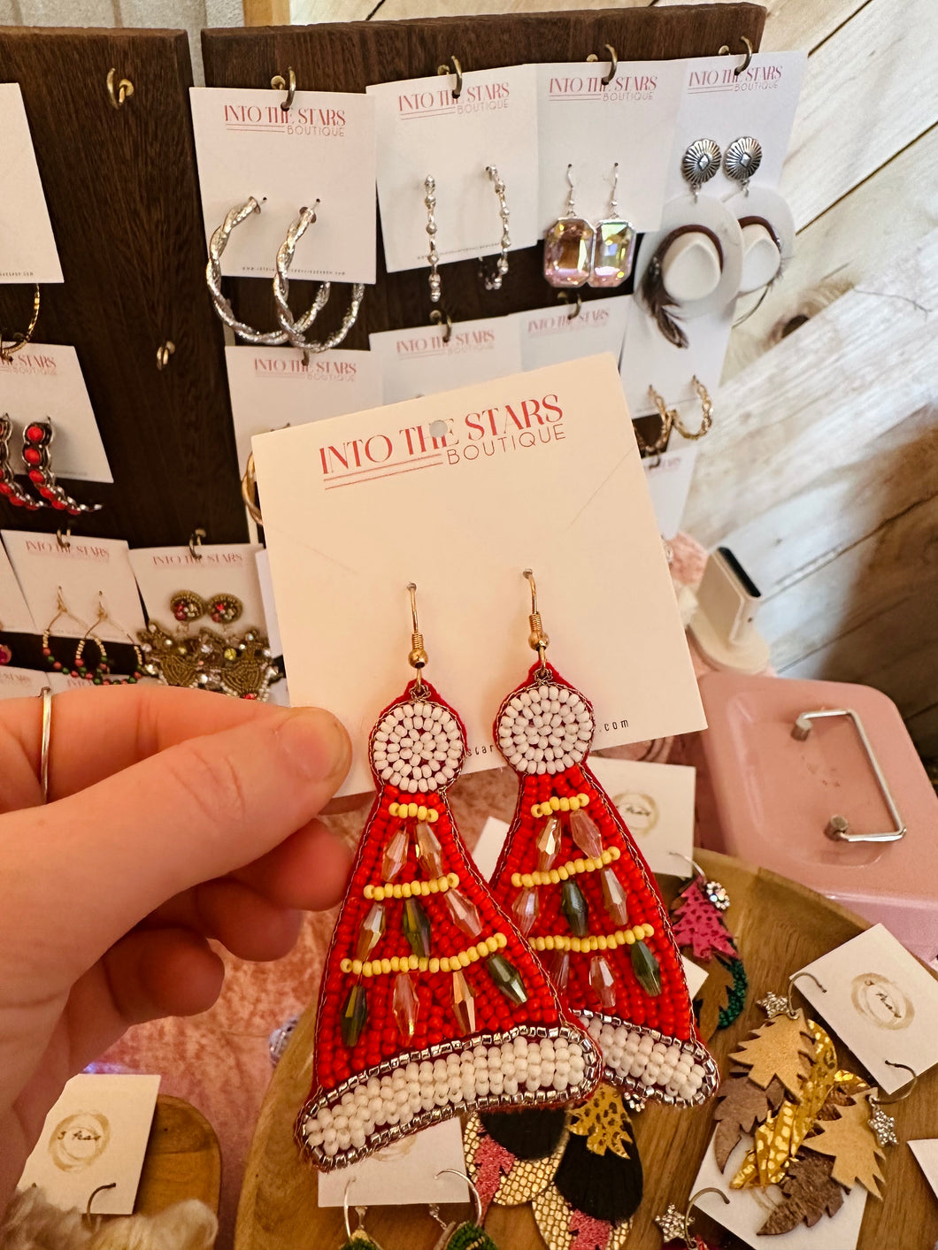 Santa Hat Seed Bead Earrings