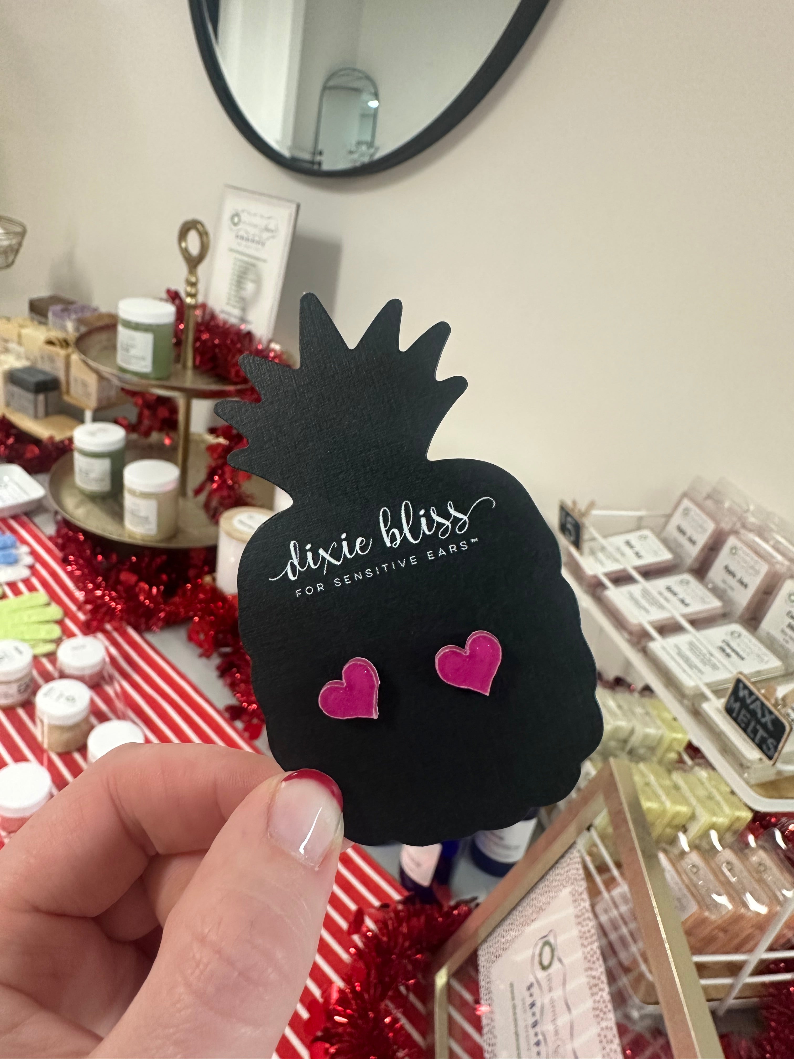 Micro Confetti Hearts in Raspberry Shimmer