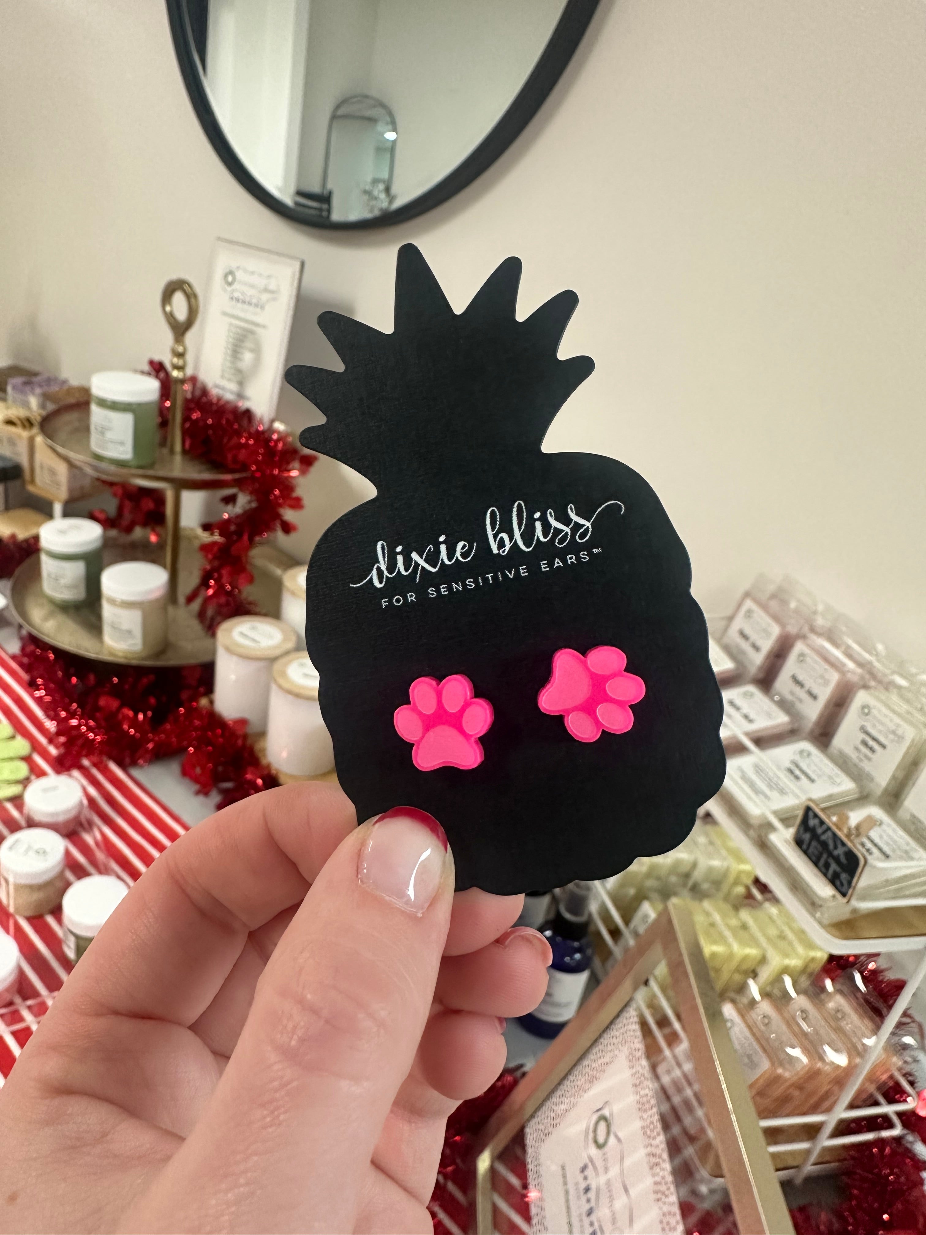 Hot Pink Paw Earrings