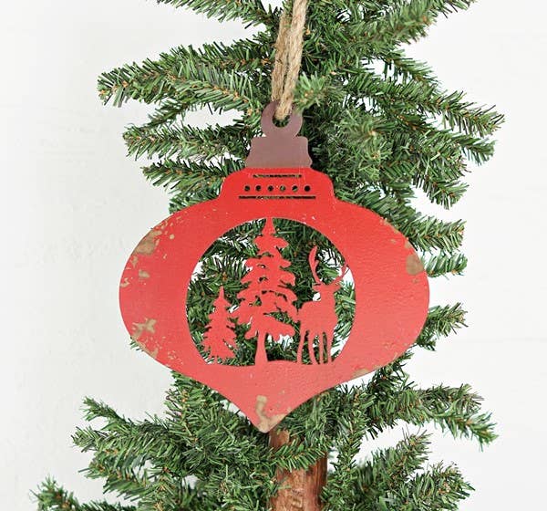 Red Vintage Moose Metal Ornament