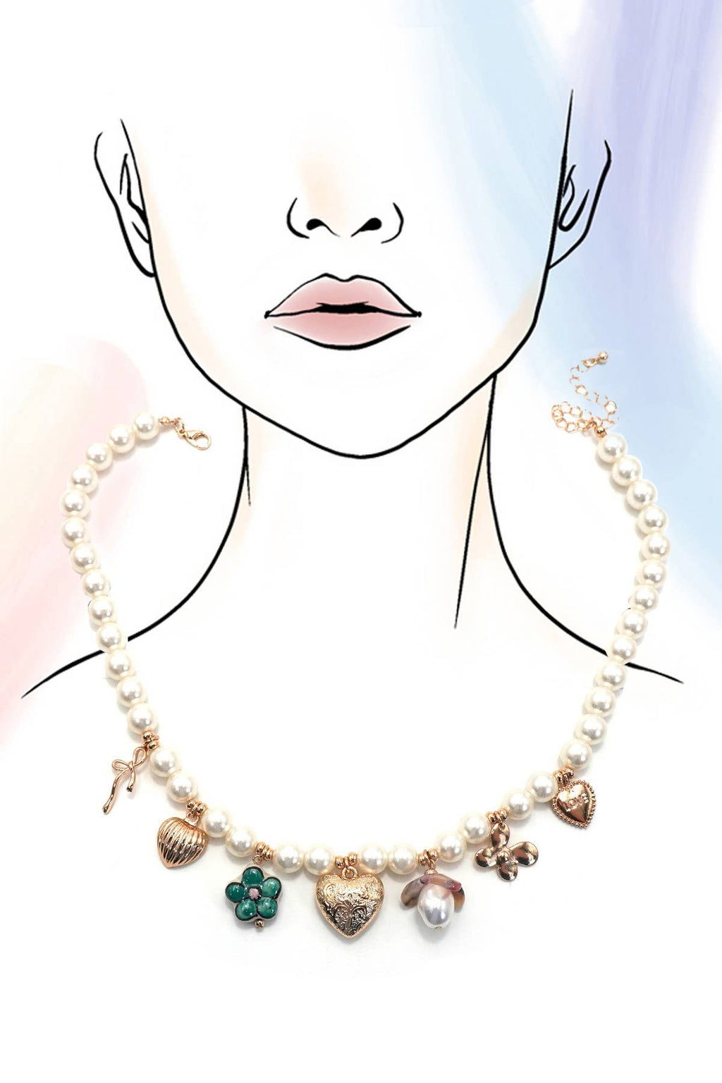 The Pearl Heart Charm Necklace