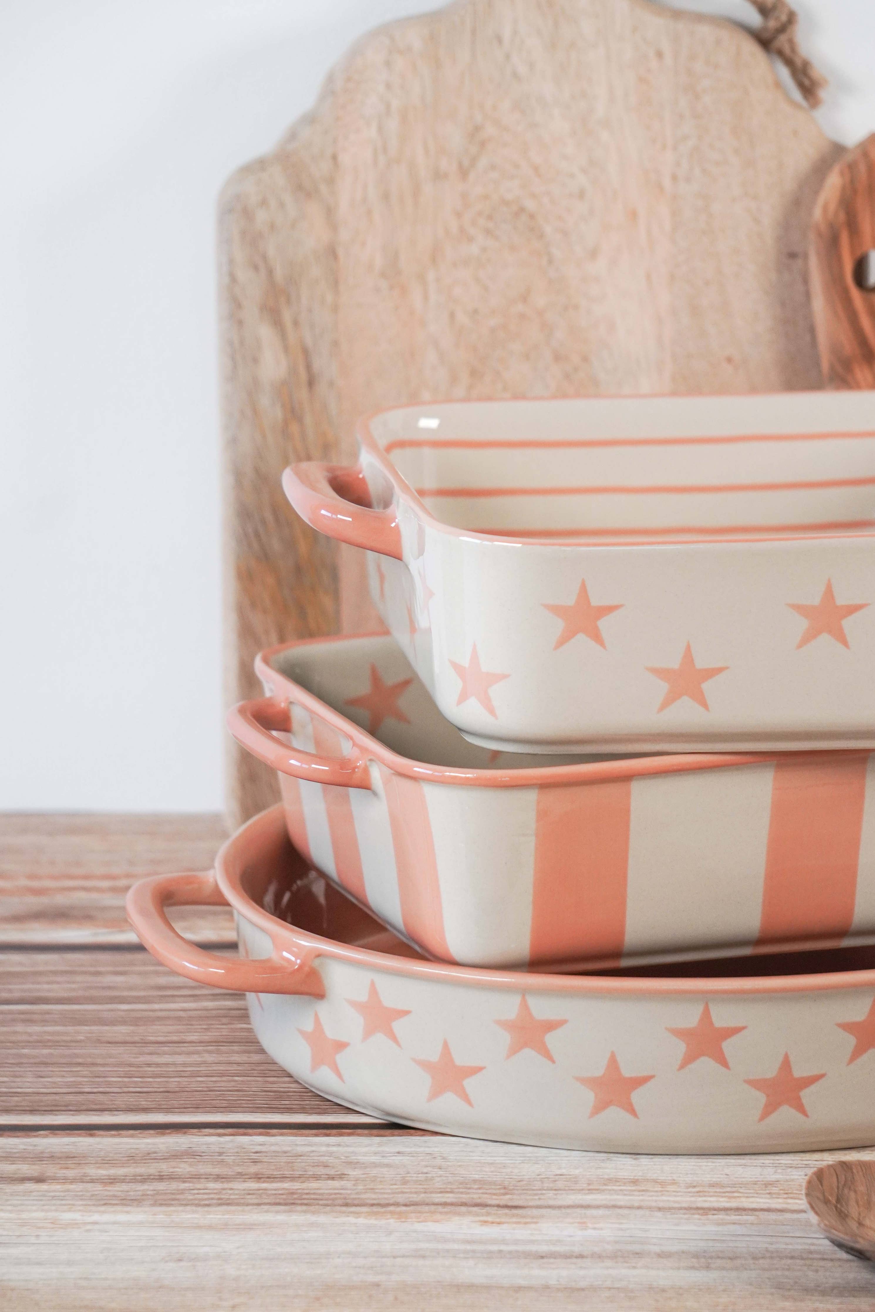 Hand Painted Stars Ceramic Baking Dish