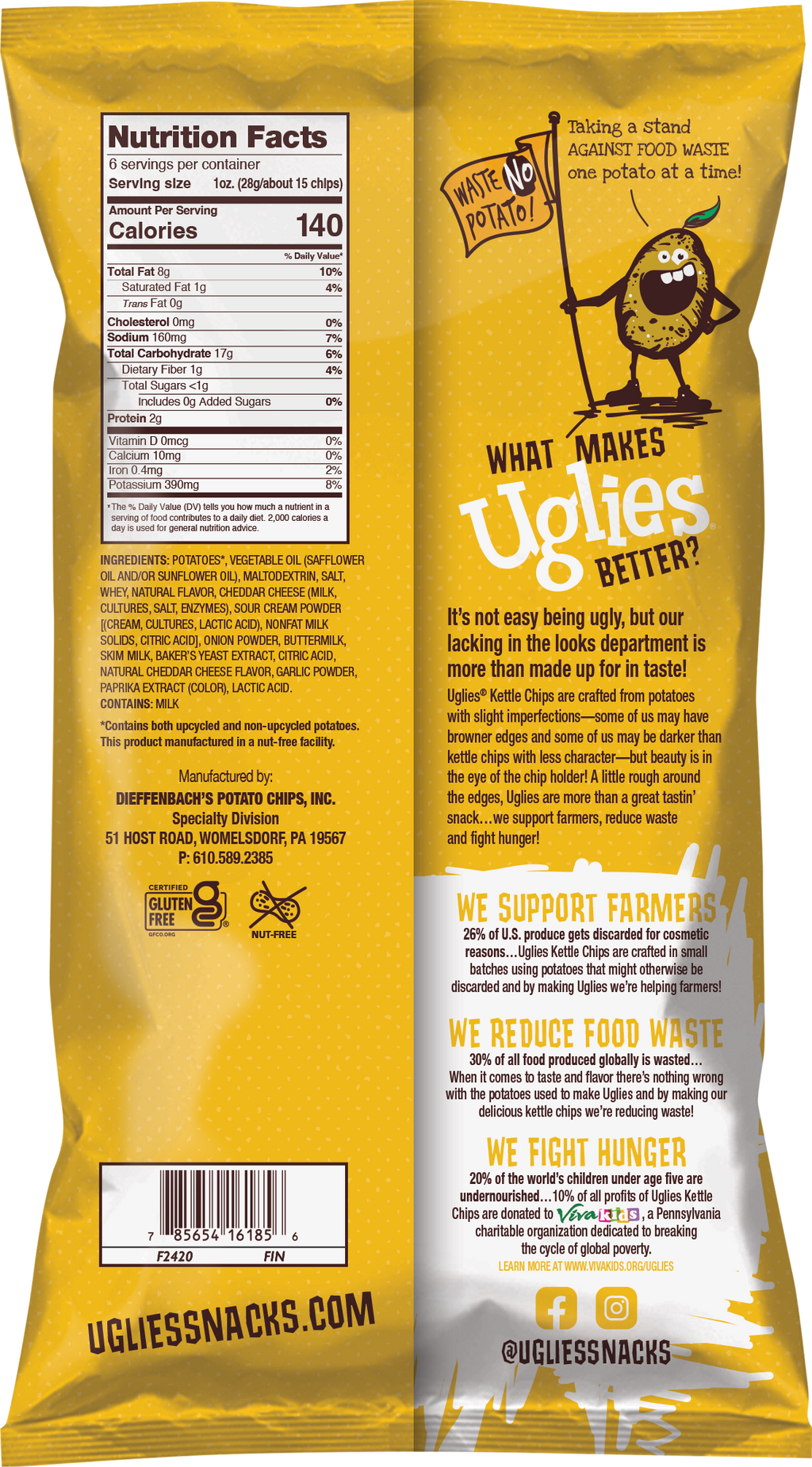 Uglies 6oz Cheddar & Sour Cream Kettle Cooked Potato Chips
