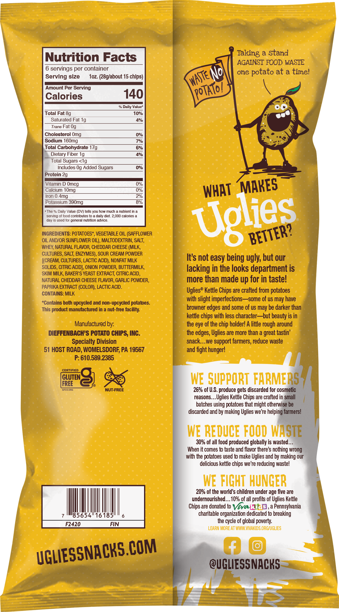 Uglies 6oz Cheddar & Sour Cream Kettle Cooked Potato Chips