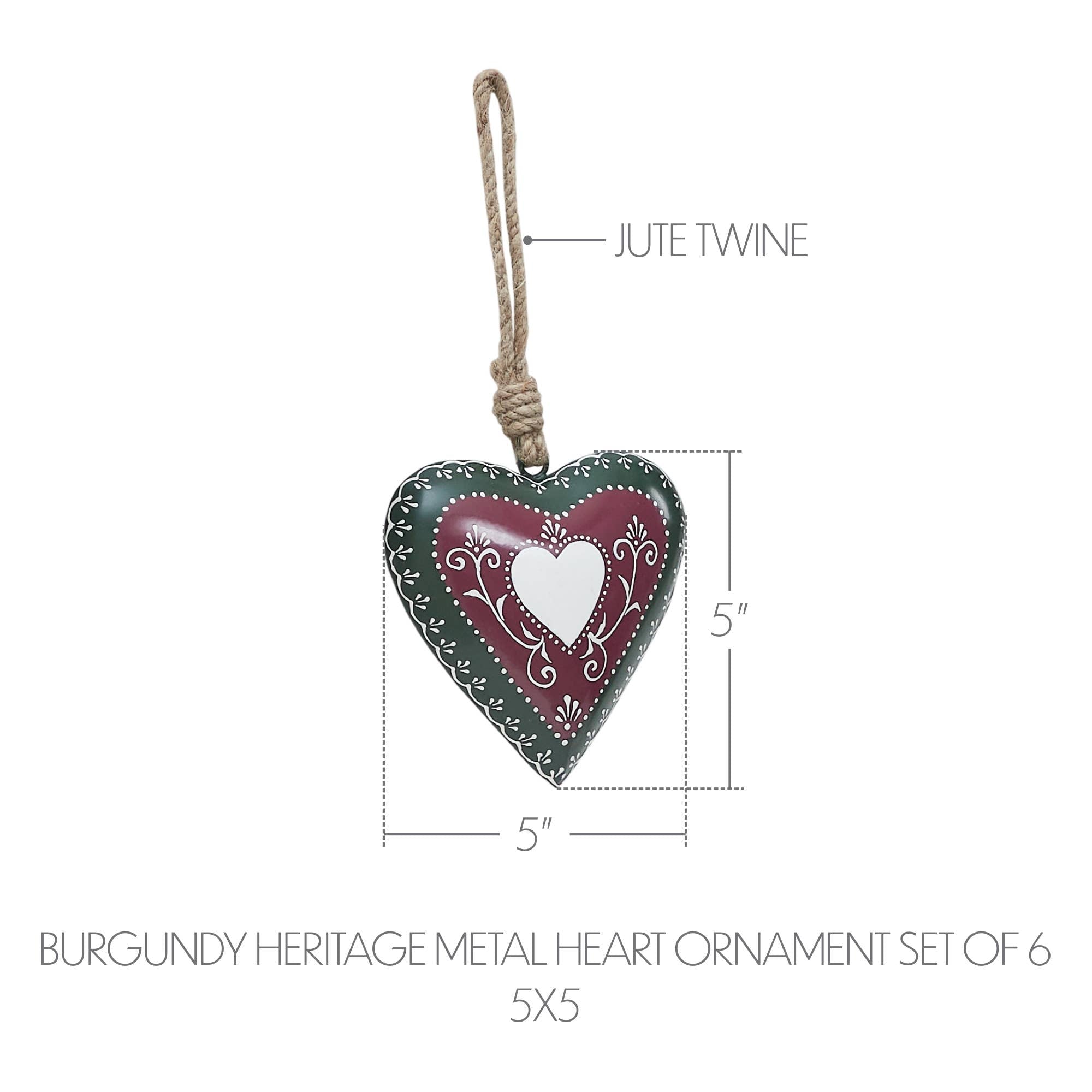 Burgundy Heritage Metal Heart Ornament