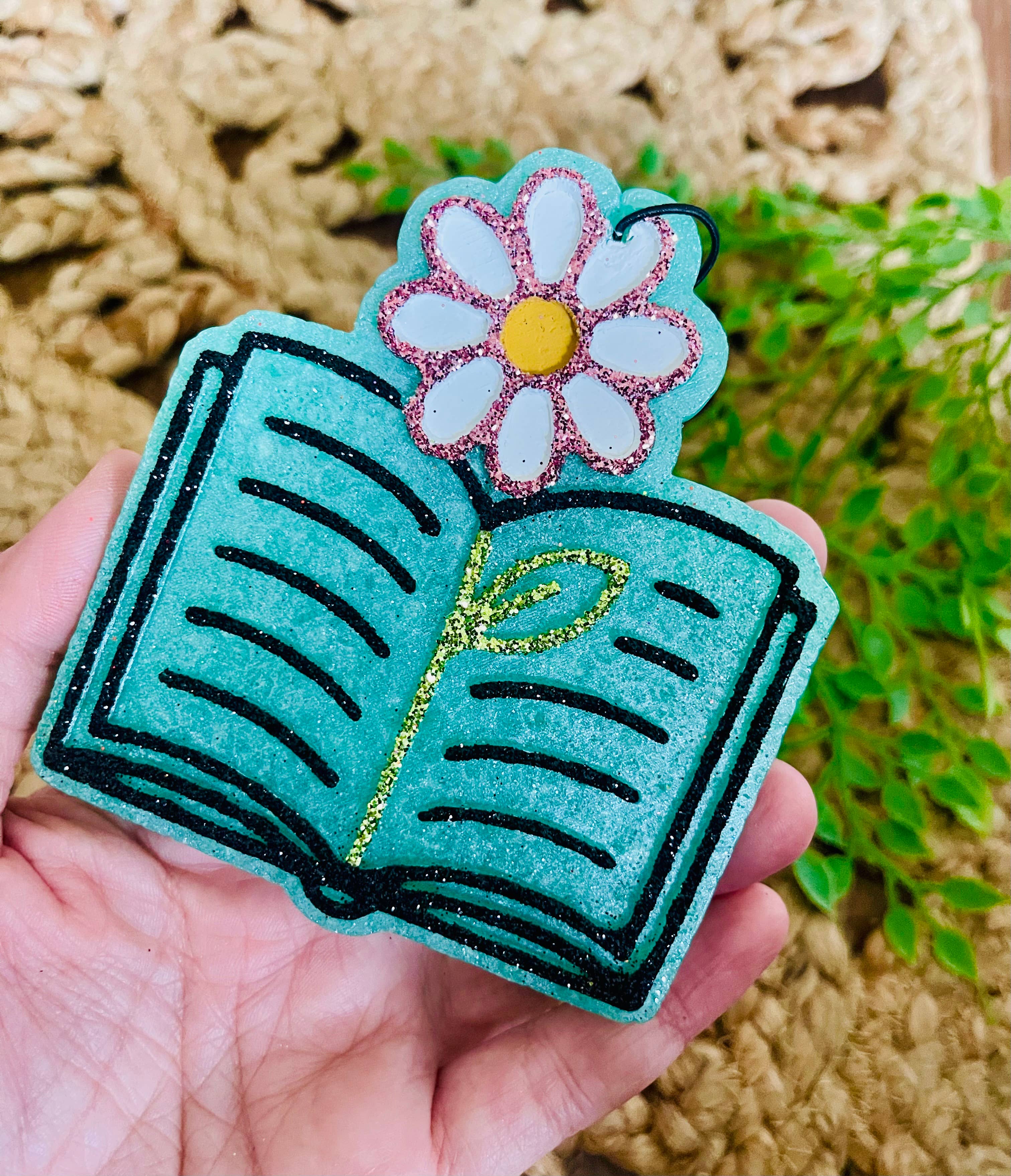 Flower Reading Book Car Freshie