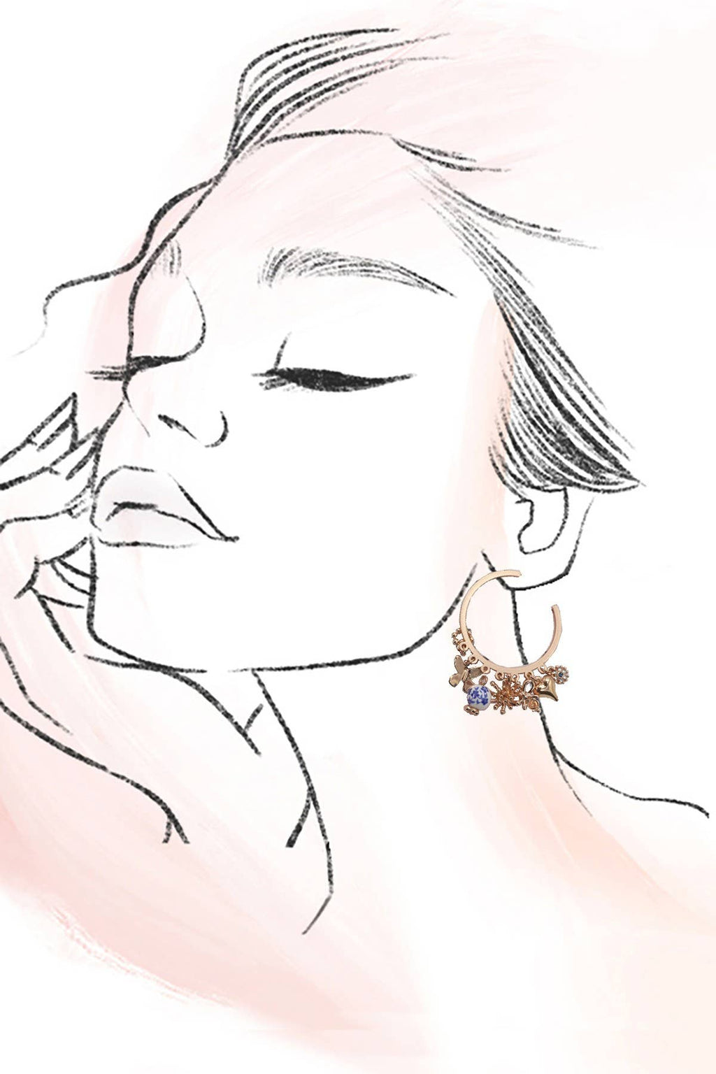 The Blue Floral Charm Earrings