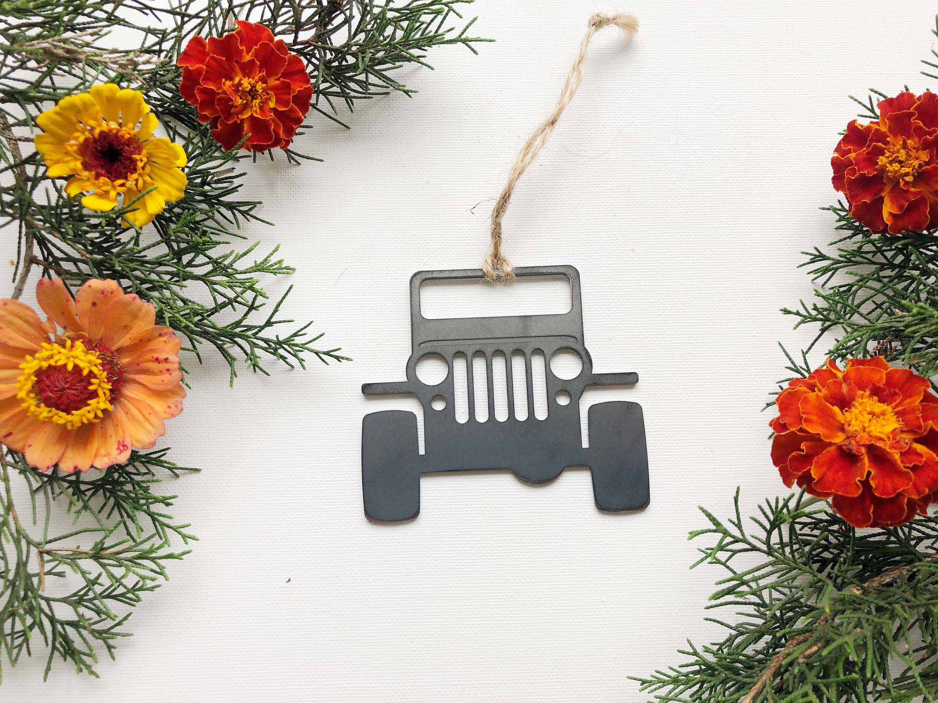 4x4 Offroad Truck Rustic Raw Steel Ornament