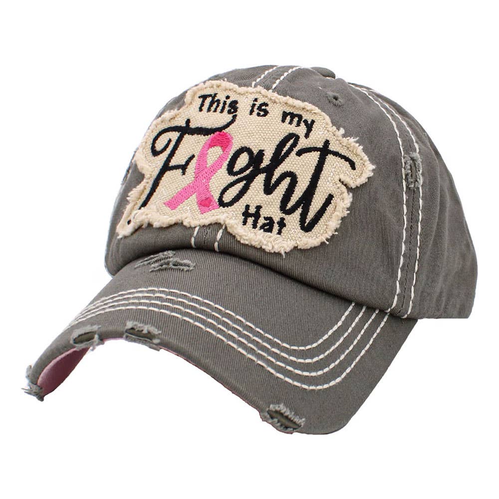 This Is My Fight Hat Message Pink Ribbon Accented Vintage Baseball Cap