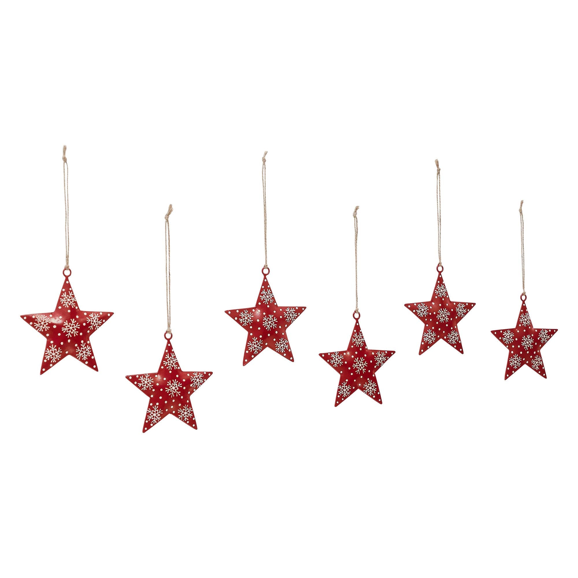 Falling Snow Red Star Metal Ornament