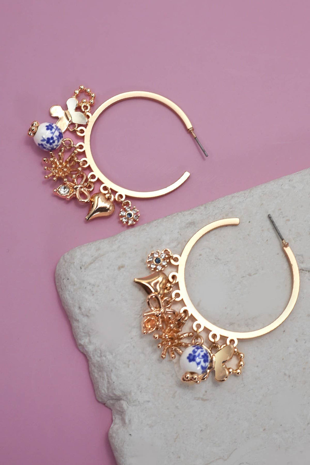 The Blue Floral Charm Earrings