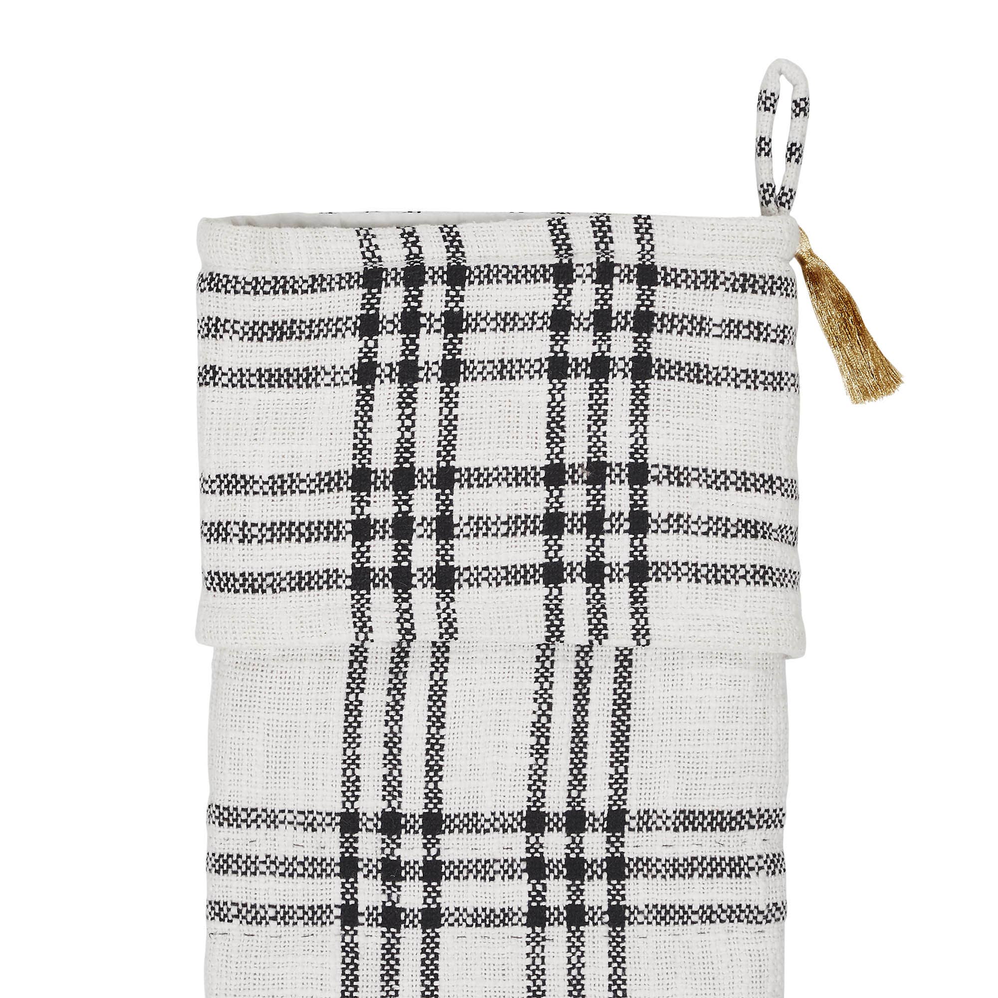 Wintergleam Black White Plaid Stocking 12x20