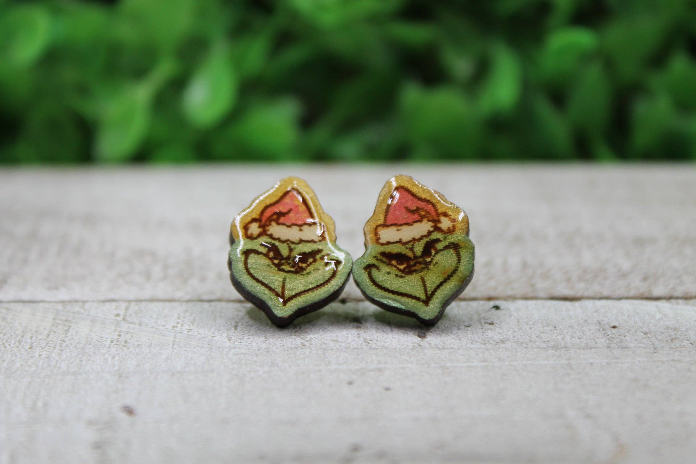 Santa Hat Grinch Stud Earrings