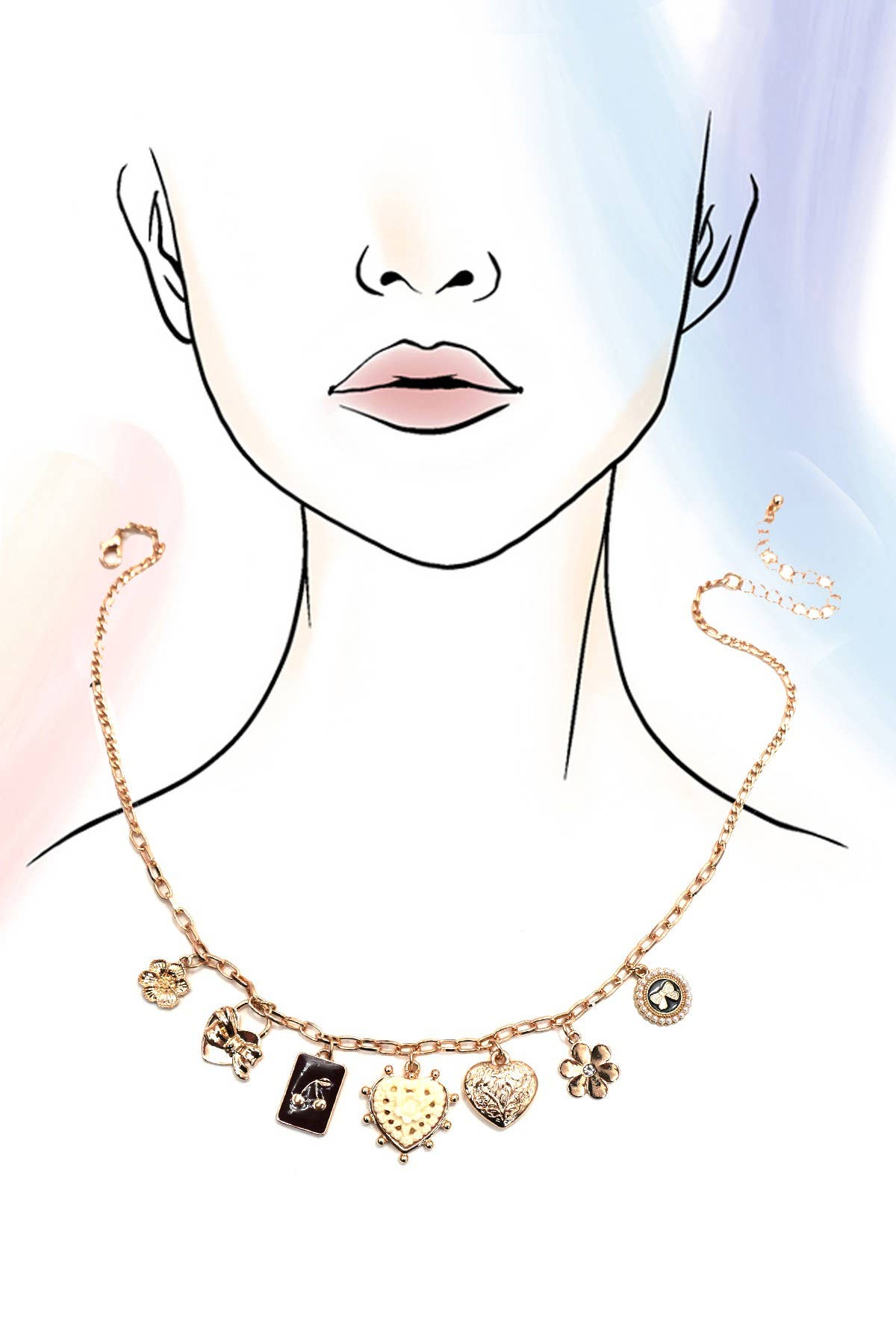 The Heart Bow Charm Necklace