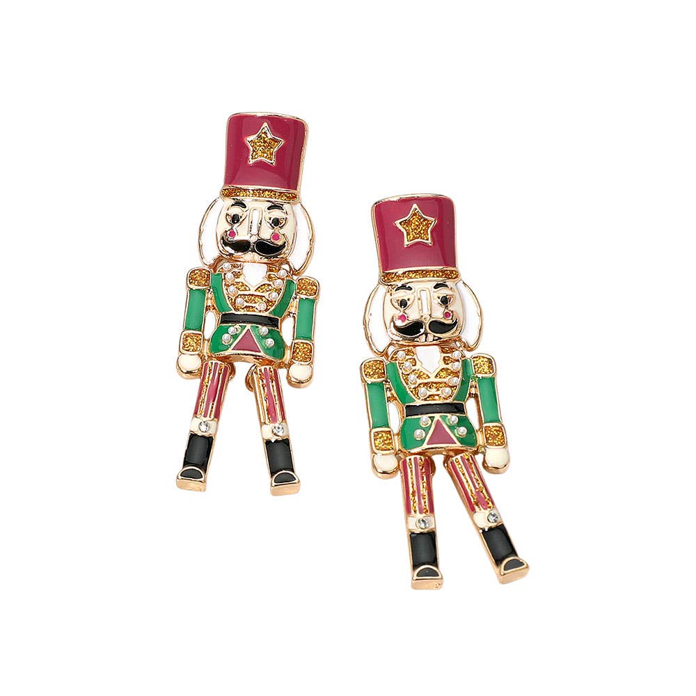 Enamel Nutcracker Drop Earrings