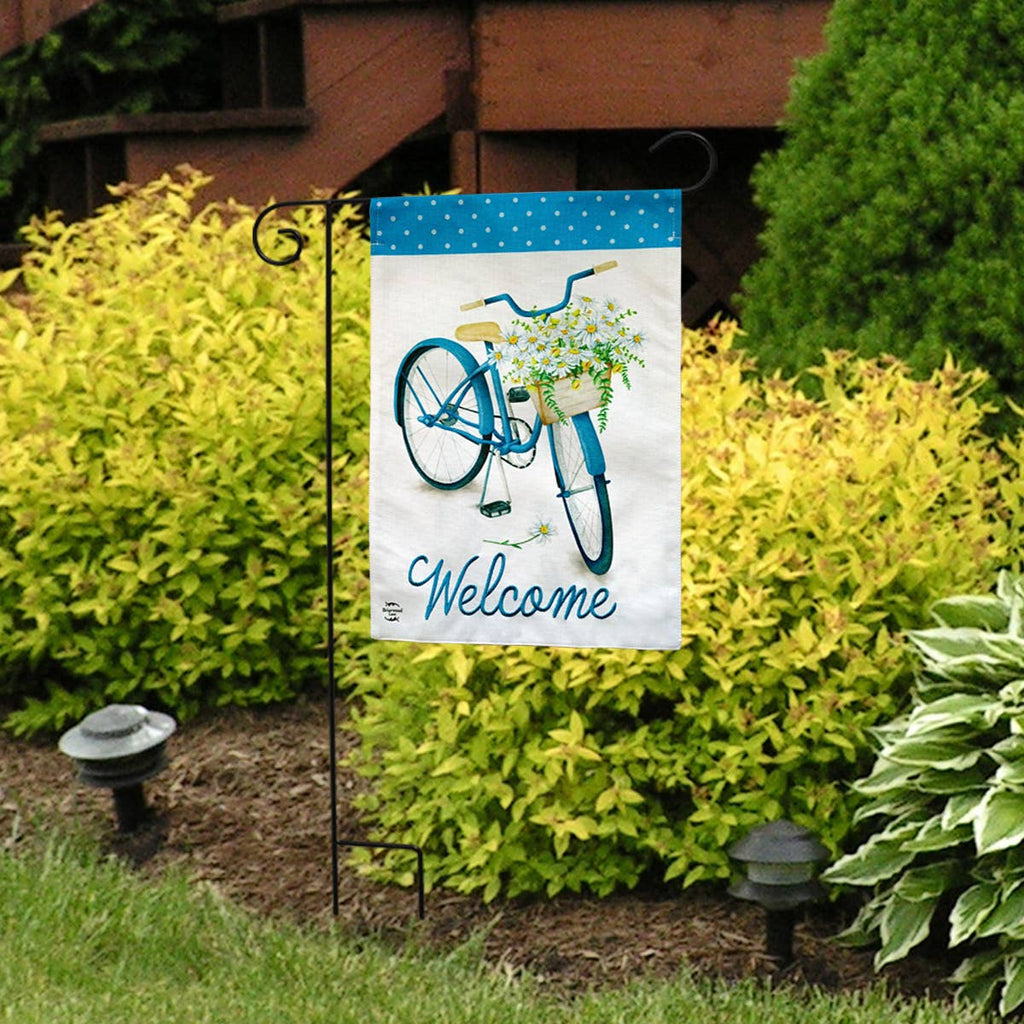 Spring Bike Burlap Spring Garden Flag 18" x 12.5"