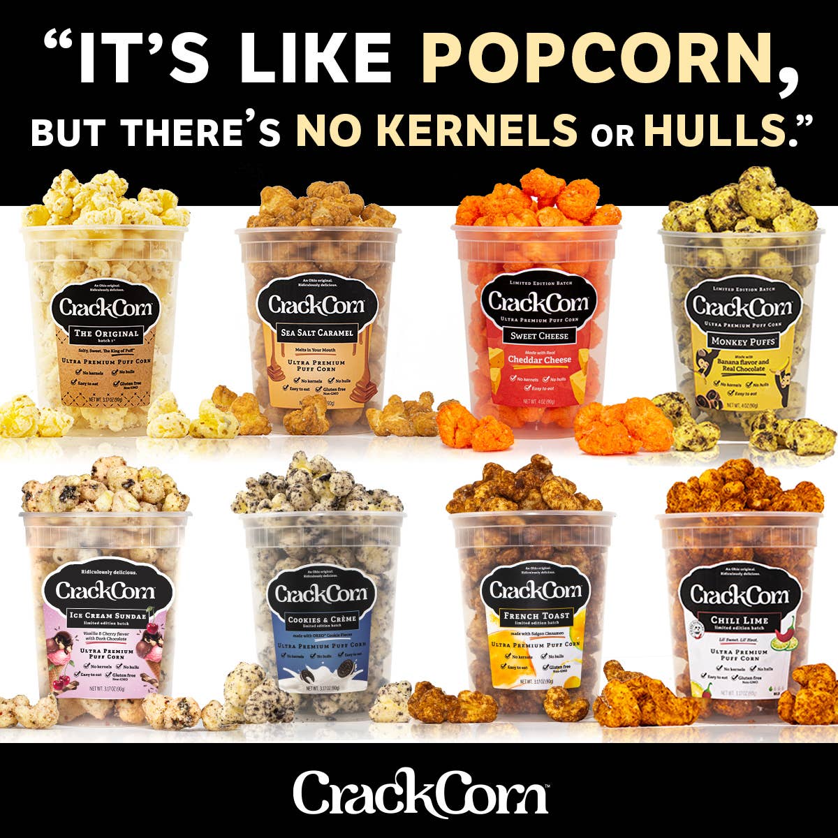 Crack Corn / Puffy Pop - Cookies & Crème (4 oz)