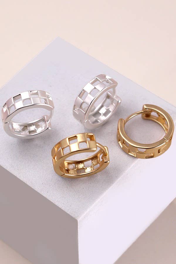 Checkered Heart Earrings