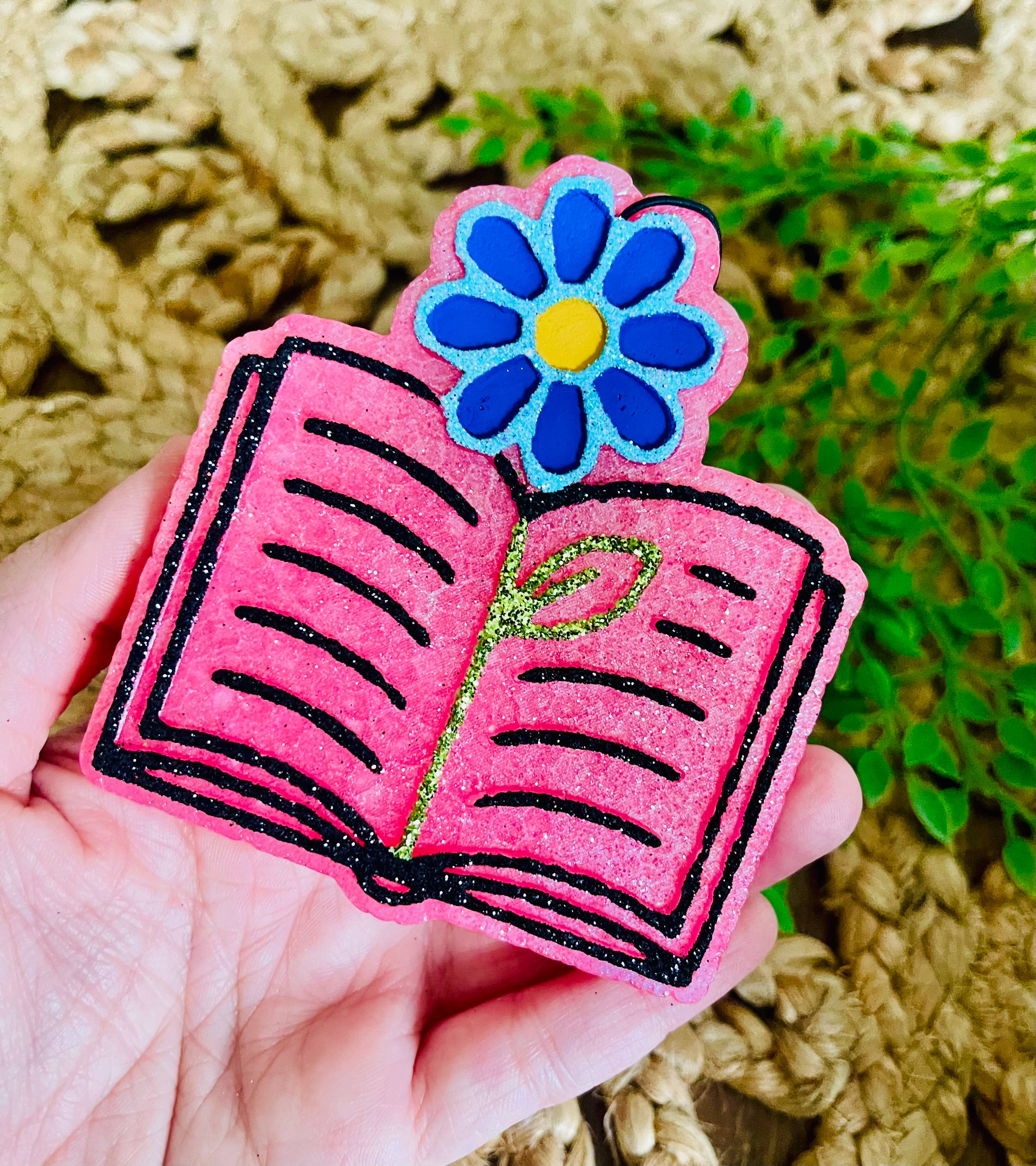 Flower Reading Book Car Freshie