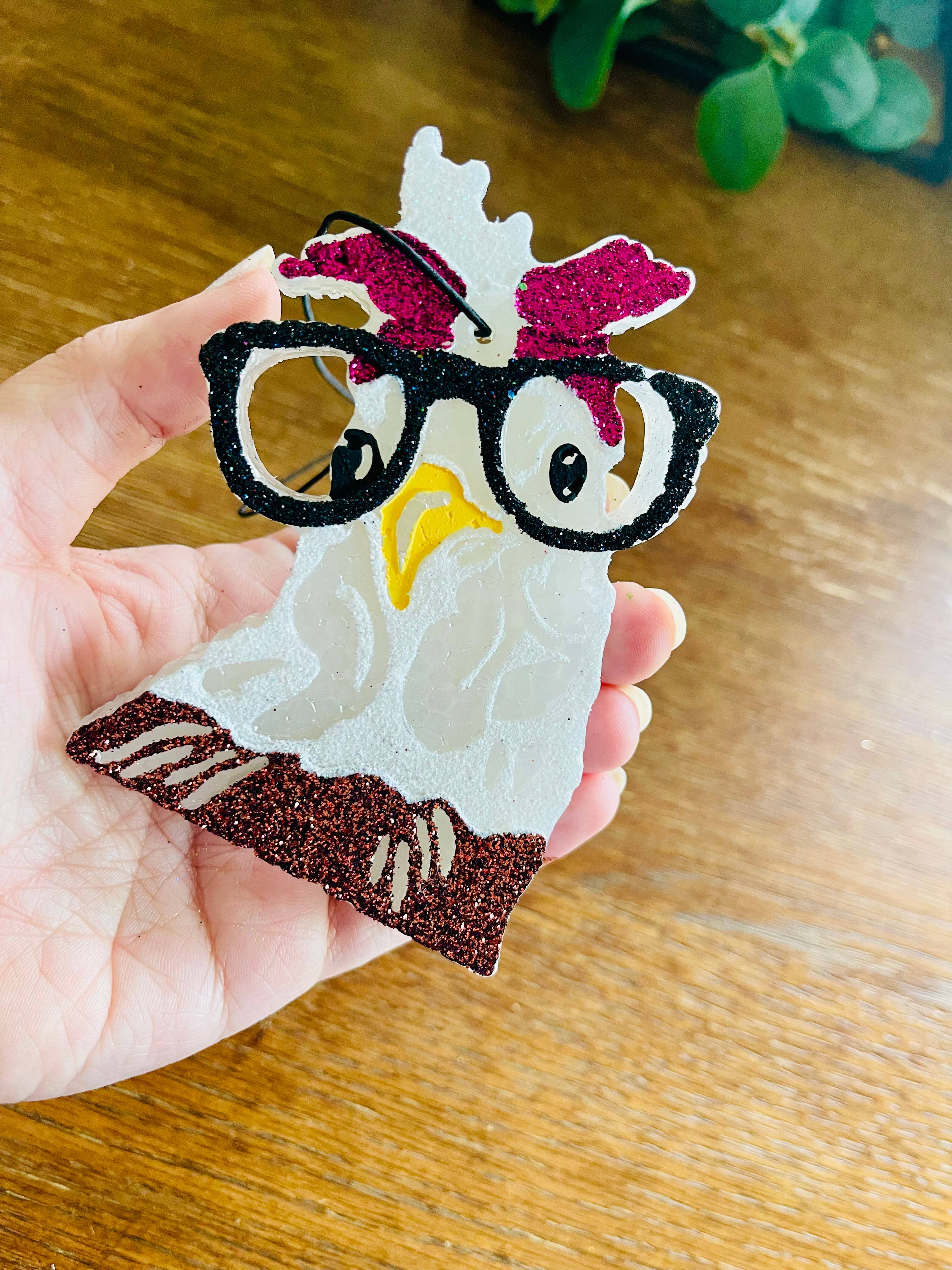 Chicken with Glasses Car Freshie
