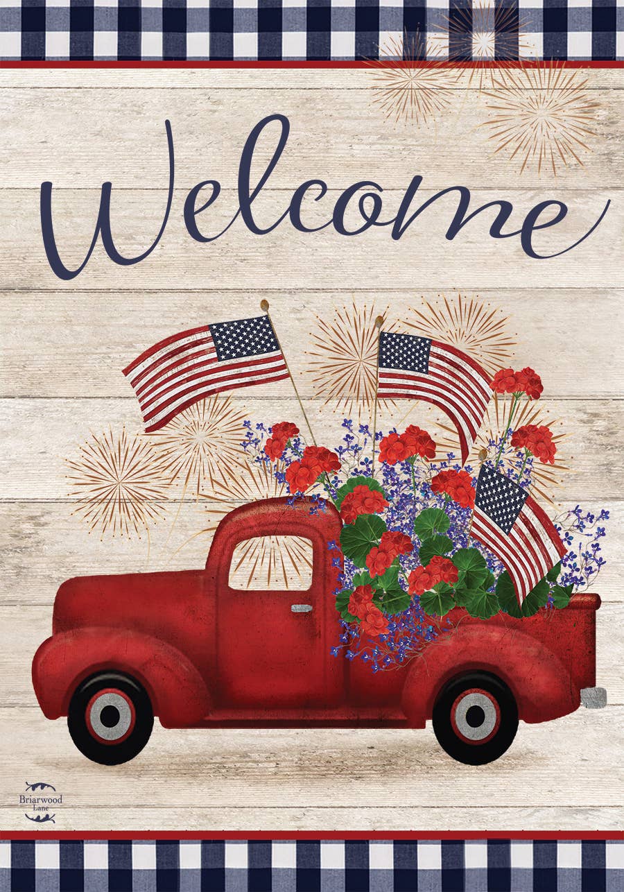 Stars and Stripes Truck Garden Flag