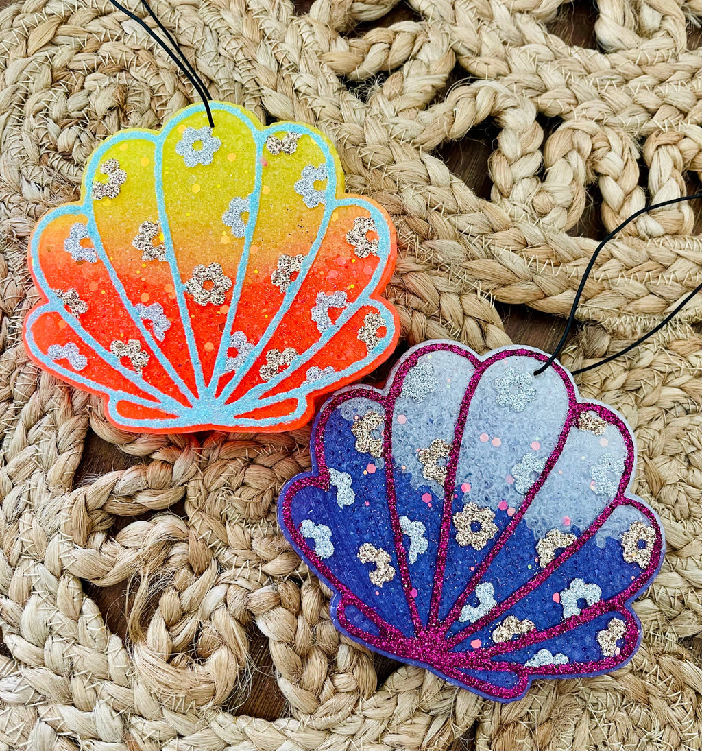 Floral Seashell Car Freshie