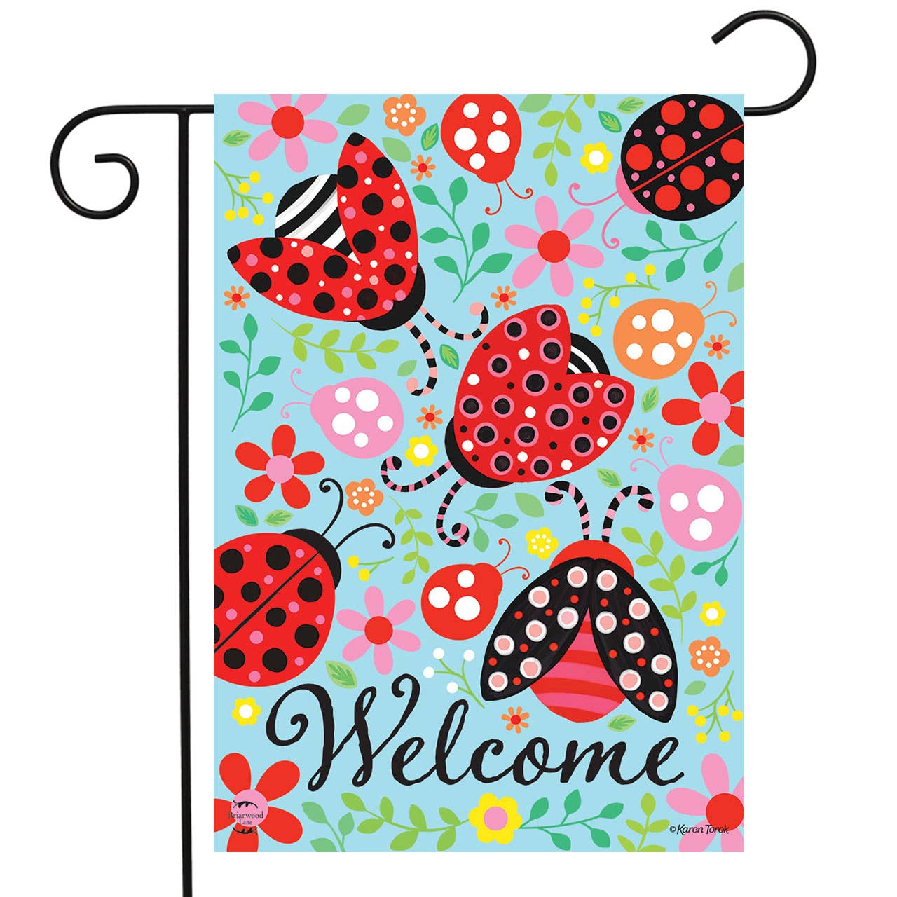 Patterned Ladybugs Spring Garden Flag 18" x 12.5"