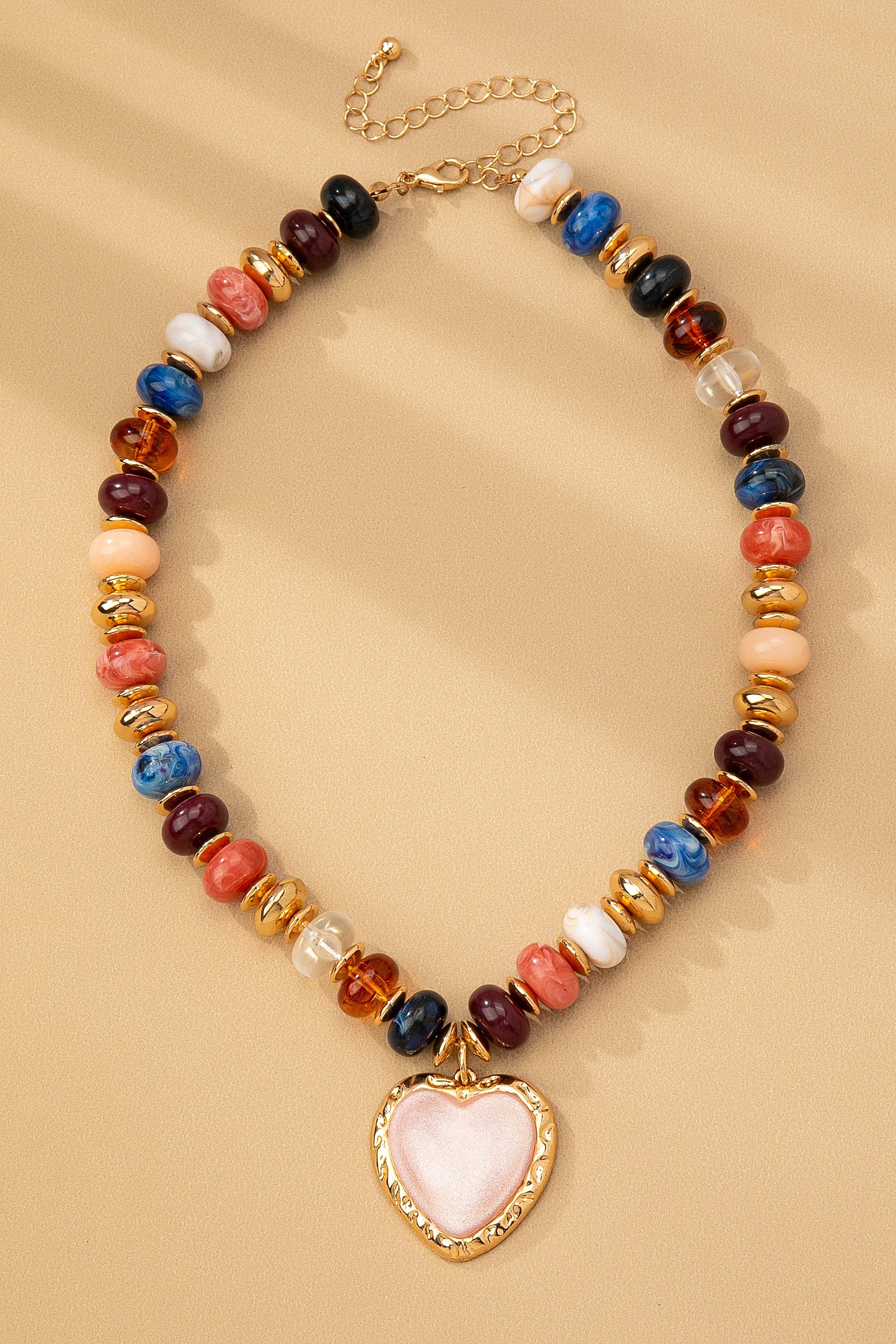HANDMADE CHUNKY BEADED CHARM NECKLACE