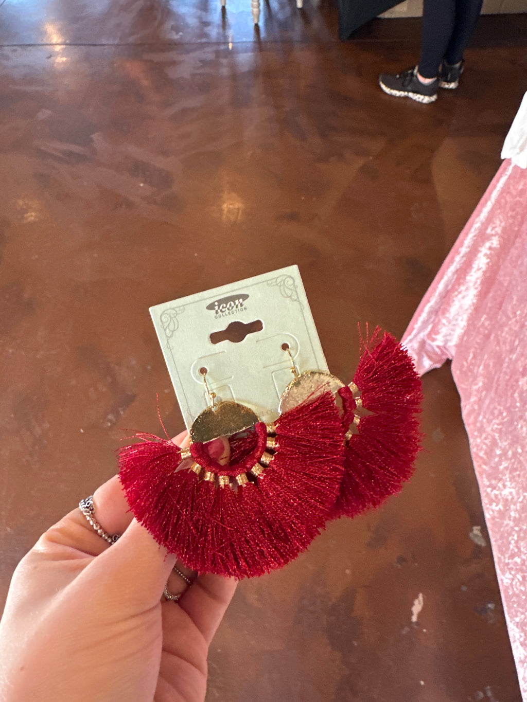 Wine Fringe Earrings