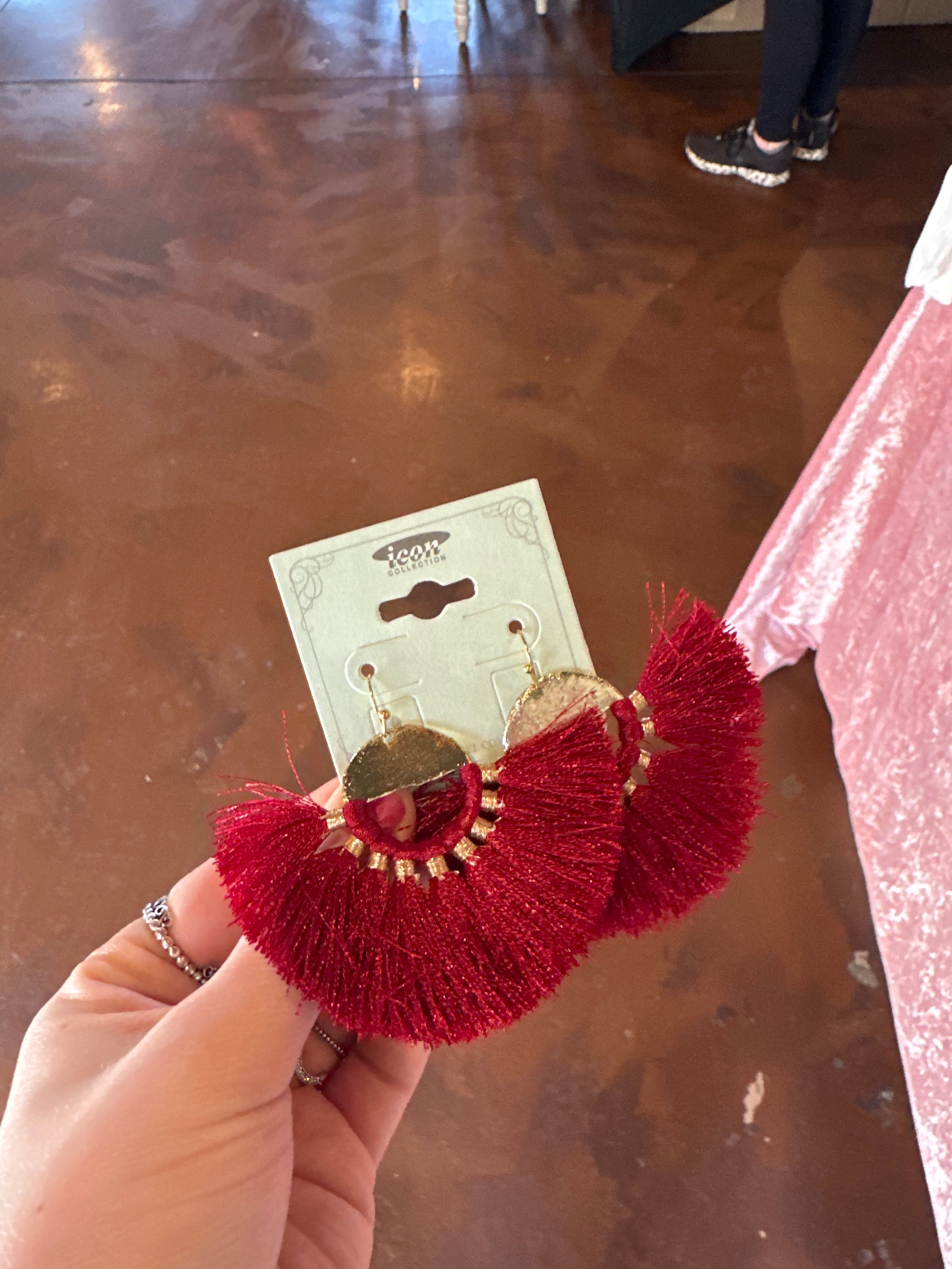 Wine Fringe Earrings